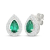 Thumbnail Image 4 of Pear-Shaped Lab-Created Emerald & White Lab-Created Sapphire Halo Gift Set Sterling Silver