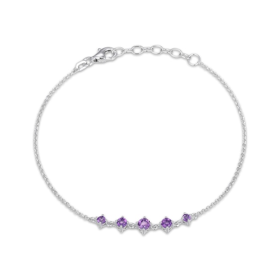 Amethyst Five-Stone Bracelet Sterling Silver 7"