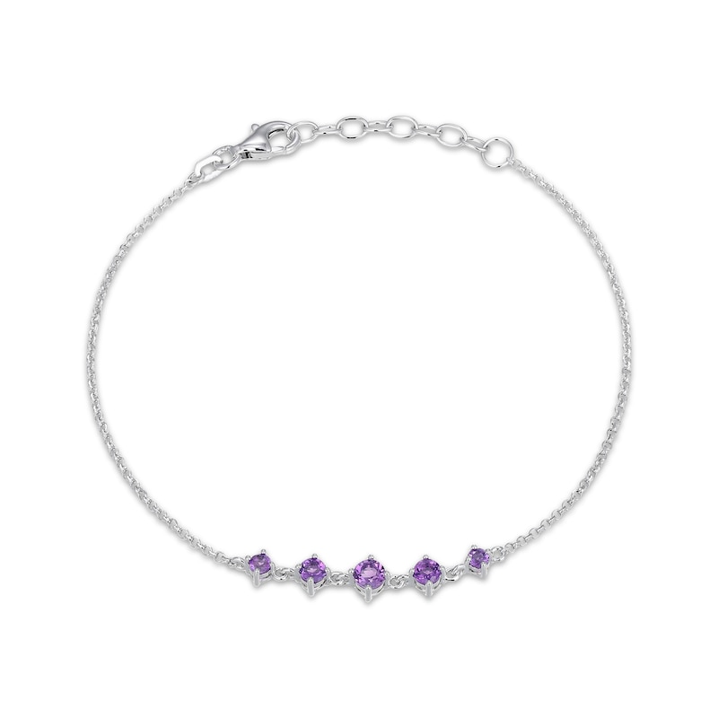 Main Image 1 of Amethyst Five-Stone Bracelet Sterling Silver 7"