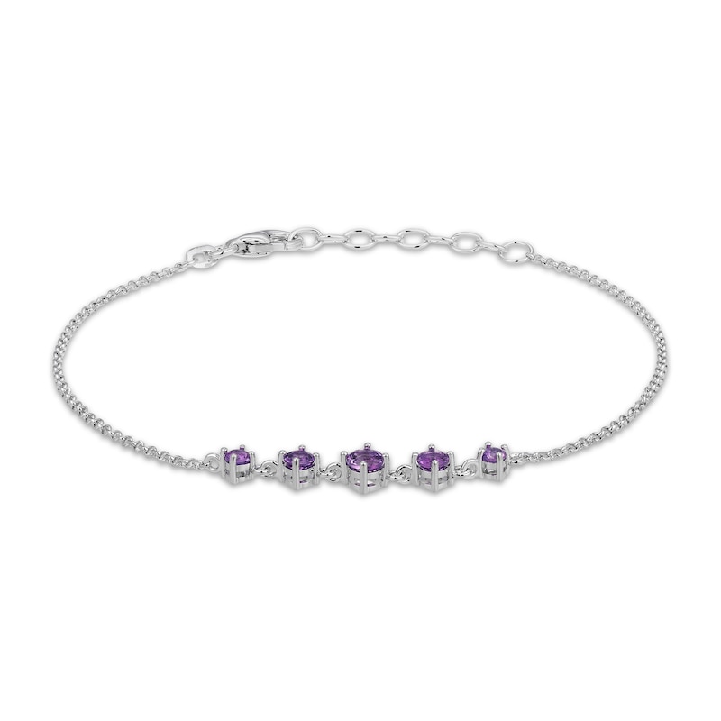Main Image 2 of Amethyst Five-Stone Bracelet Sterling Silver 7"