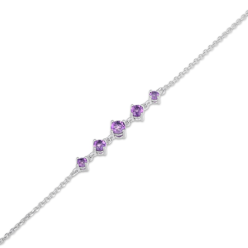 Main Image 3 of Amethyst Five-Stone Bracelet Sterling Silver 7"