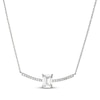 Thumbnail Image 1 of Emerald-Cut White Lab-Created Sapphire Curved Bar Necklace Sterling Silver 18"