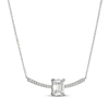 Thumbnail Image 2 of Emerald-Cut White Lab-Created Sapphire Curved Bar Necklace Sterling Silver 18"