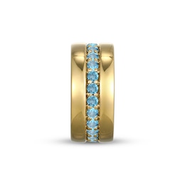 STUDIO BY KAY Swiss Blue Topaz Center Stripe Rondelle Charm 24K Yellow Gold Vermeil Sterling Silver