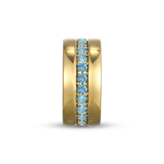 STUDIO BY KAY Swiss Blue Topaz Center Stripe Rondelle Charm 24K Yellow Gold Vermeil Sterling Silver