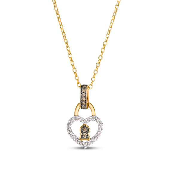 Le Vian Diamond Heart Lock Necklace 1/3 ct tw 14K Honey Gold 19"