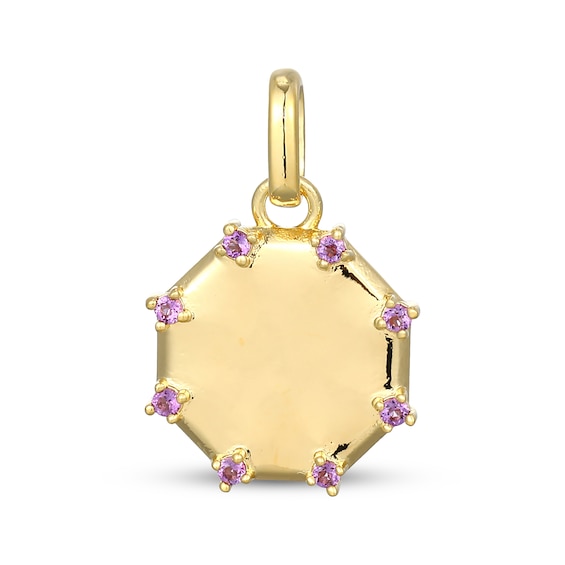 STUDIO BY KAY Amethyst Octagon Charm 24K Yellow Gold Vermeil Sterling Silver
