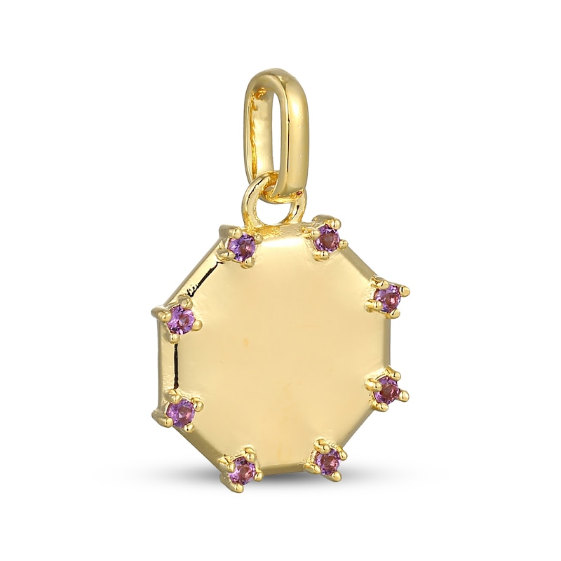 Main Image 2 of STUDIO BY KAY Amethyst Octagon Charm 24K Yellow Gold Vermeil Sterling Silver