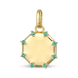 STUDIO BY KAY Lab-Created Emerald Octagon Charm 24K Yellow Gold Vermeil Sterling Silver