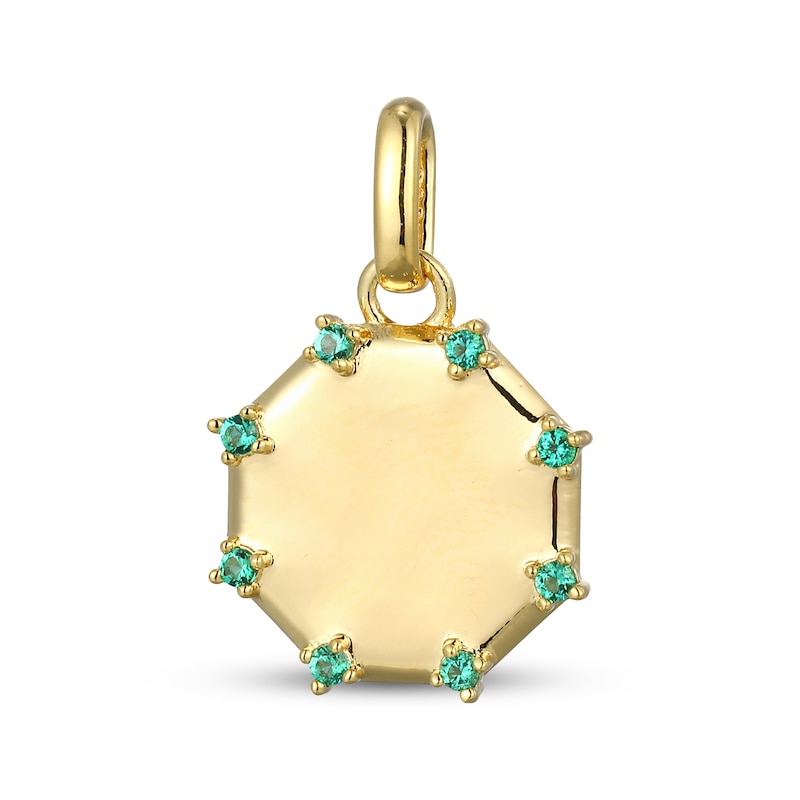Main Image 1 of STUDIO BY KAY Lab-Created Emerald Octagon Charm 24K Yellow Gold Vermeil Sterling Silver