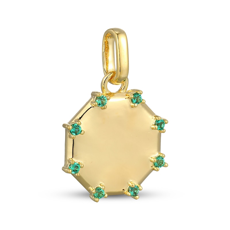 Main Image 2 of STUDIO BY KAY Lab-Created Emerald Octagon Charm 24K Yellow Gold Vermeil Sterling Silver