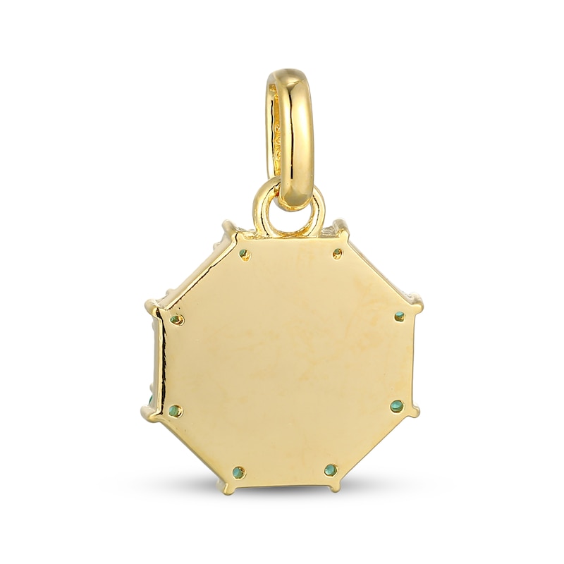 Main Image 3 of STUDIO BY KAY Lab-Created Emerald Octagon Charm 24K Yellow Gold Vermeil Sterling Silver