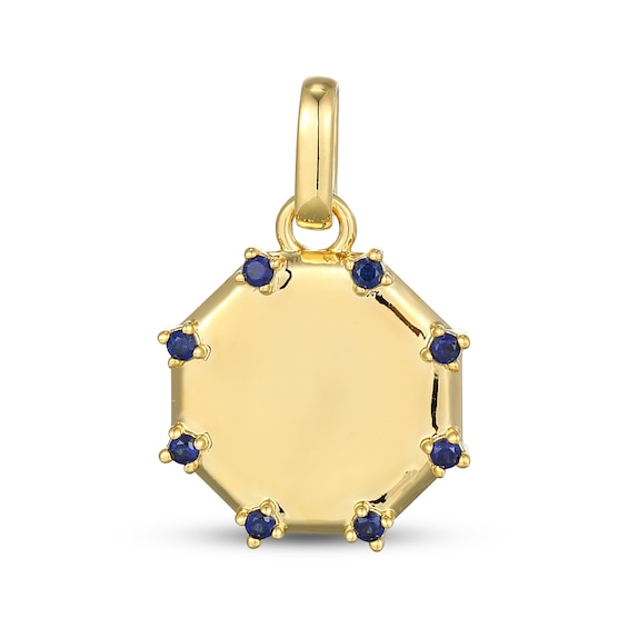 STUDIO BY KAY Blue Lab-Created Sapphire Octagon Charm 24K Yellow Gold Vermeil Sterling Silver