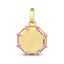 STUDIO BY KAY Pink Lab-Created Sapphire Octagon Charm 24K Yellow Gold Vermeil Sterling Silver