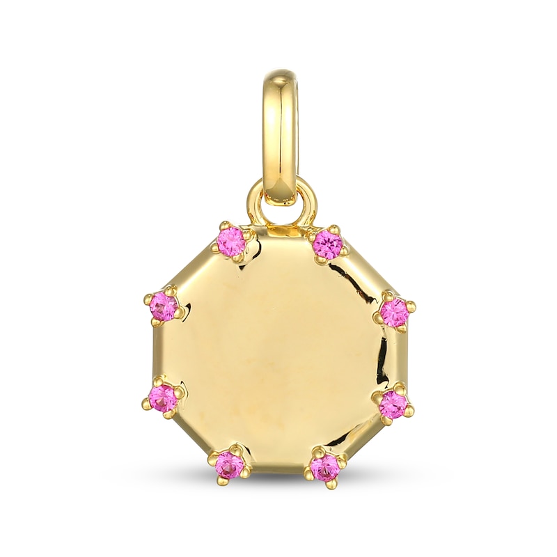 Main Image 1 of STUDIO BY KAY Pink Lab-Created Sapphire Octagon Charm 24K Yellow Gold Vermeil Sterling Silver