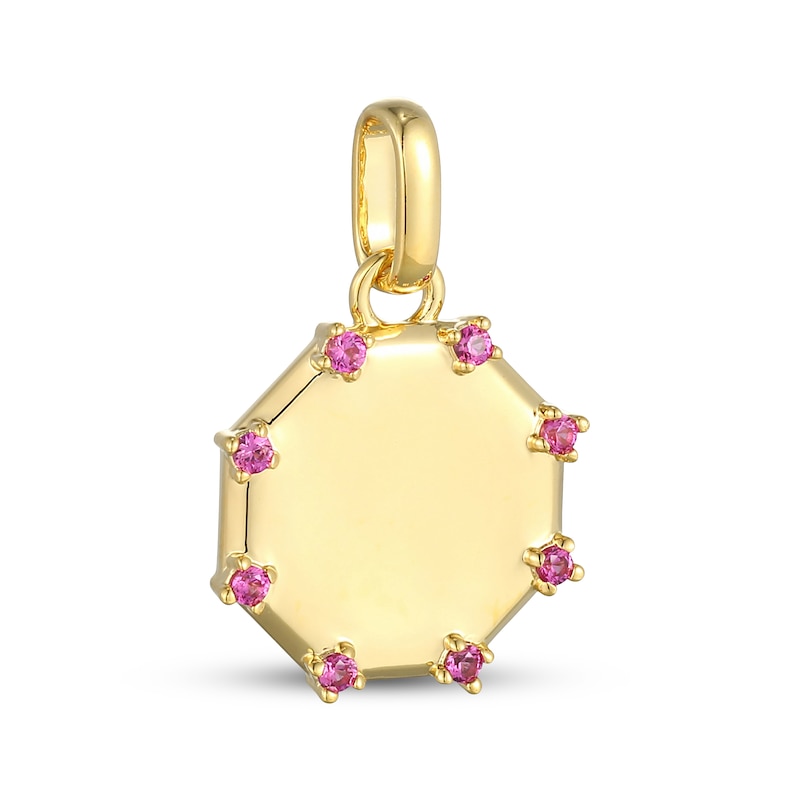 Main Image 2 of STUDIO BY KAY Pink Lab-Created Sapphire Octagon Charm 24K Yellow Gold Vermeil Sterling Silver