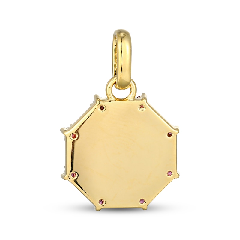 Main Image 3 of STUDIO BY KAY Pink Lab-Created Sapphire Octagon Charm 24K Yellow Gold Vermeil Sterling Silver
