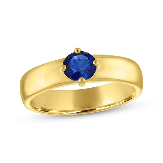STUDIO BY KAY Round-Cut Blue Lab-Created Sapphire Solitaire Ring 24K Yellow Gold Vermeil Sterling Silver