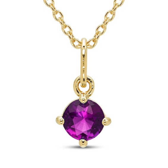 STUDIO BY KAY Amethyst Solitaire Necklace 24K Yellow Gold Vermeil Sterling Silver 18"