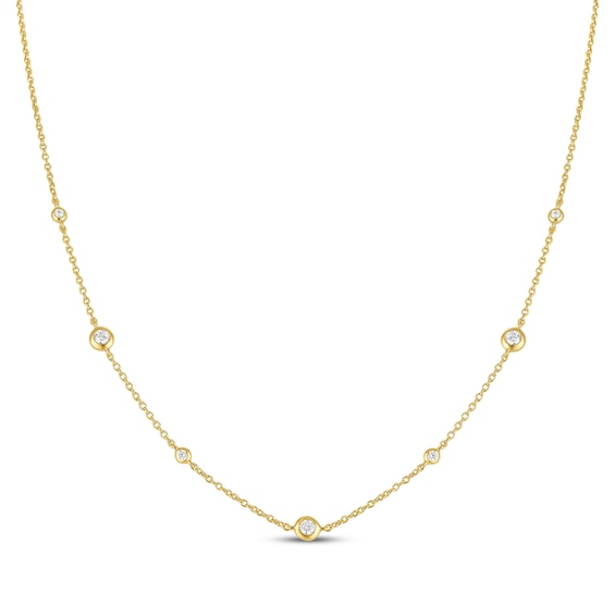 STUDIO BY KAY Lab-Grown Diamond Station Necklace 1/4 ct tw 24K Yellow Gold Vermeil Sterling Silver 7.5"
