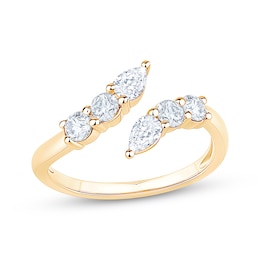 KAY Lab-Grown Diamonds Round & Pear-Shaped Open Bypass Fashion Ring 3/4 ct tw 10K Yellow Gold