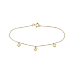 KAY Lab-Grown Diamonds Heart Dangle Chain Bracelet 1/10 ct tw 10K Yellow Gold 7.25"