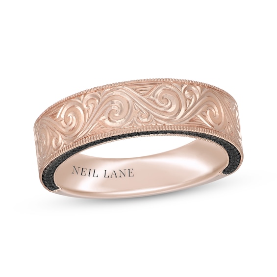 Neil Lane Men's Black Diamond Wedding Band 1/3 ct tw 14K Rose Gold