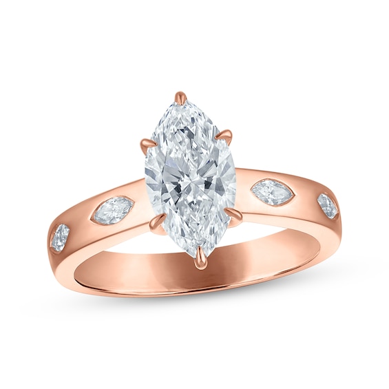 Now + Forever Lab-Grown Diamonds Certified Marquise-Cut Hidden Halo Engagement Ring 1-3/4 ct tw 14K Rose Gold