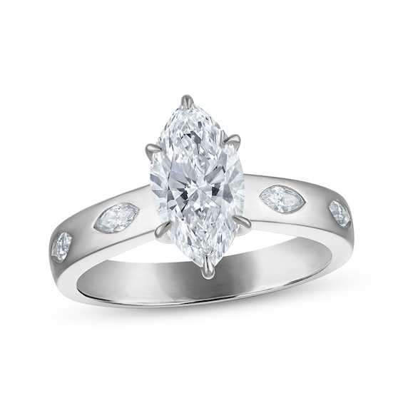 Now + Forever Lab-Grown Diamonds Certified Marquise-Cut Hidden Halo Engagement Ring 1-3/4 ct tw 14K White Gold