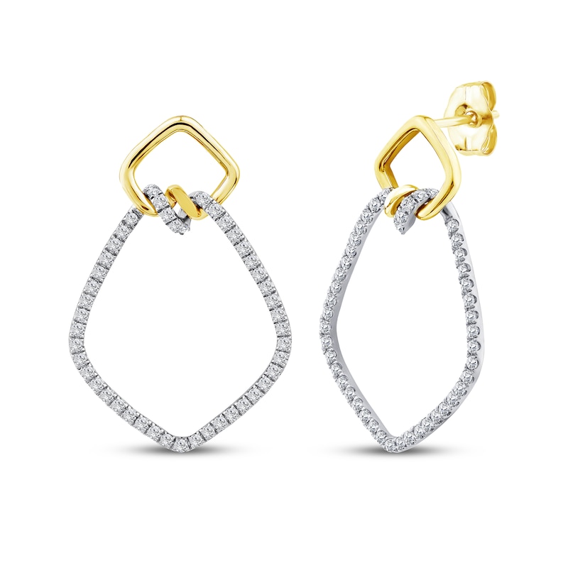 Main Image 1 of KAY Lab-Grown Diamonds Geometric Drop Earrings 1/2 ct tw 10K Yellow Gold & Sterling Silver