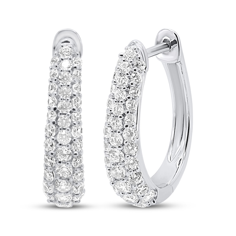 Main Image 1 of KAY Lab-Grown Diamonds Hoop Earrings 1 ct tw Sterling Silver