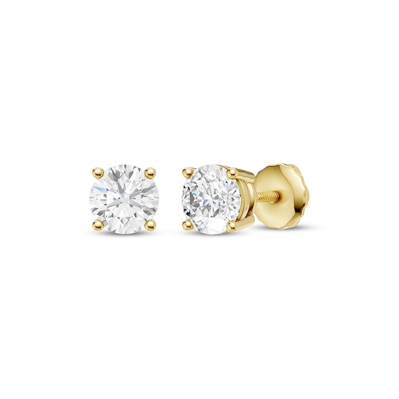 KAY Lab-Grown Diamonds Certified Round-Cut Solitaire Stud Earrings 1-1/2 ct tw 14K Yellow Gold (F/VS2)