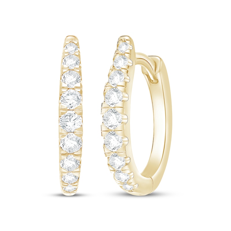 Main Image 1 of Kay Signature Collection Diamond Oval Hoop Earrings 1/2 ct tw 10K Yellow Gold