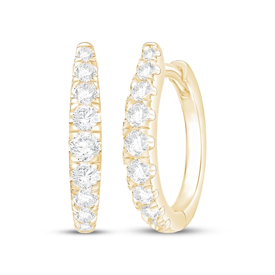 Kay Signature Collection Diamond Tapered Hoop Earrings 1 ct tw 10K Yellow Gold