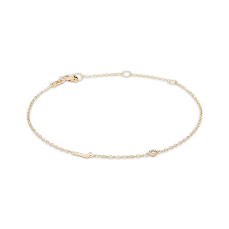 Main Image 1 of Rocksbox The Sideways Initial Lab-Grown Diamond "L" Bracelet 24K Yellow Gold Vermeil Sterling Silver 8"
