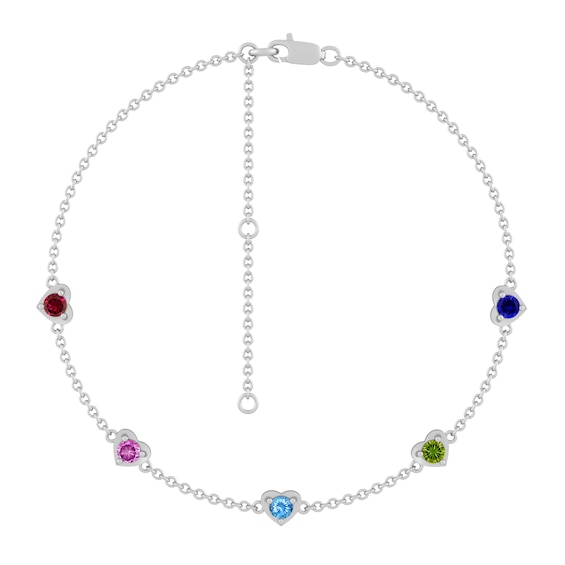 Birthstone Family & Mother's Anklet (5 Stones)