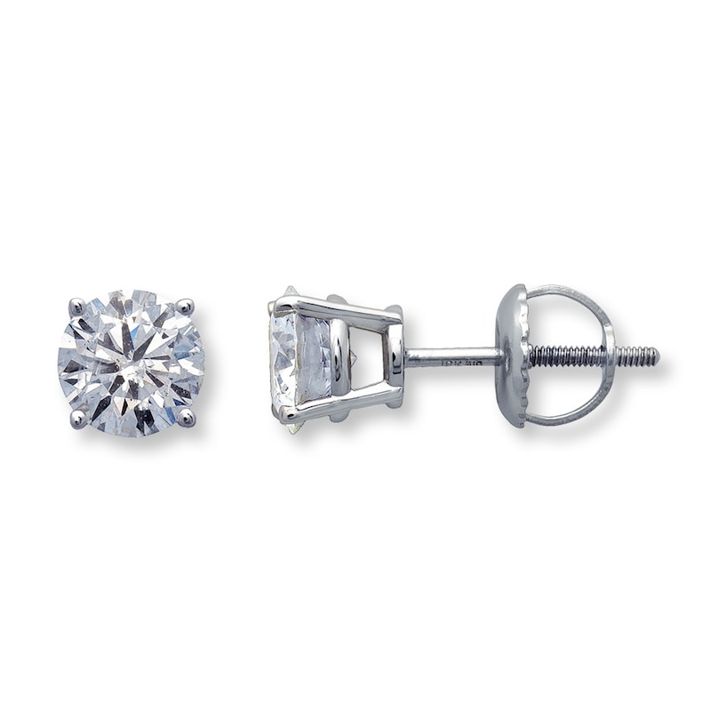 Main Image 1 of Certified Diamond Earrings 1-1/4 ct tw Round-cut 18K White Gold (I/I1)