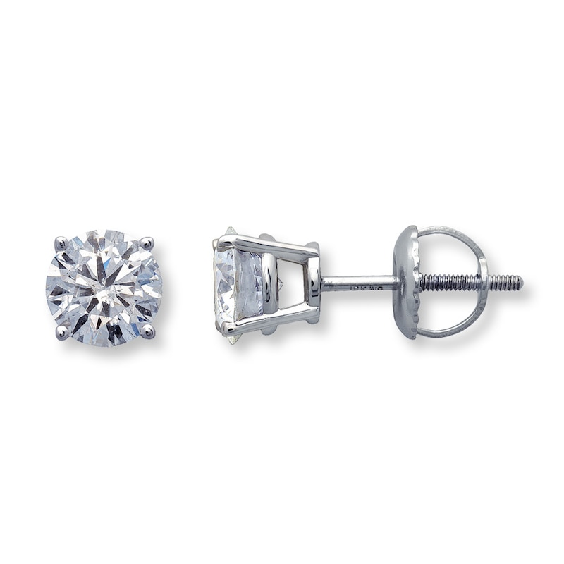 Certified Diamond Earrings 1-1/4 ct tw Round-cut 18K White Gold (I/I1)