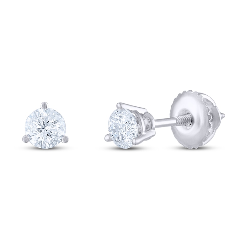 Leo Diamond Earrings 1 2 Ct Tw Round Cut 14k White Gold Womens