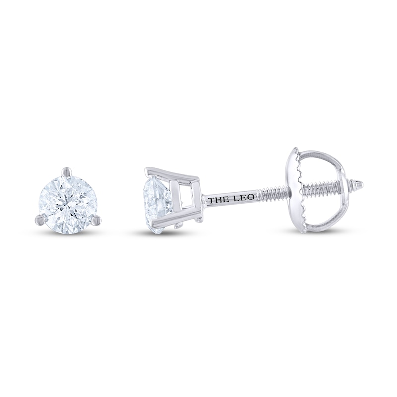 Main Image 2 of THE LEO Diamond Earrings 1/2 ct tw Round-cut 14K White Gold (I/I1)