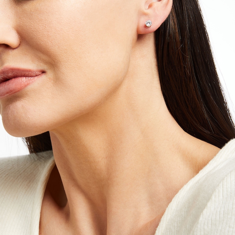 Main Image 3 of THE LEO Diamond Earrings 1 ct tw Round-cut 14K White Gold (I/I1)