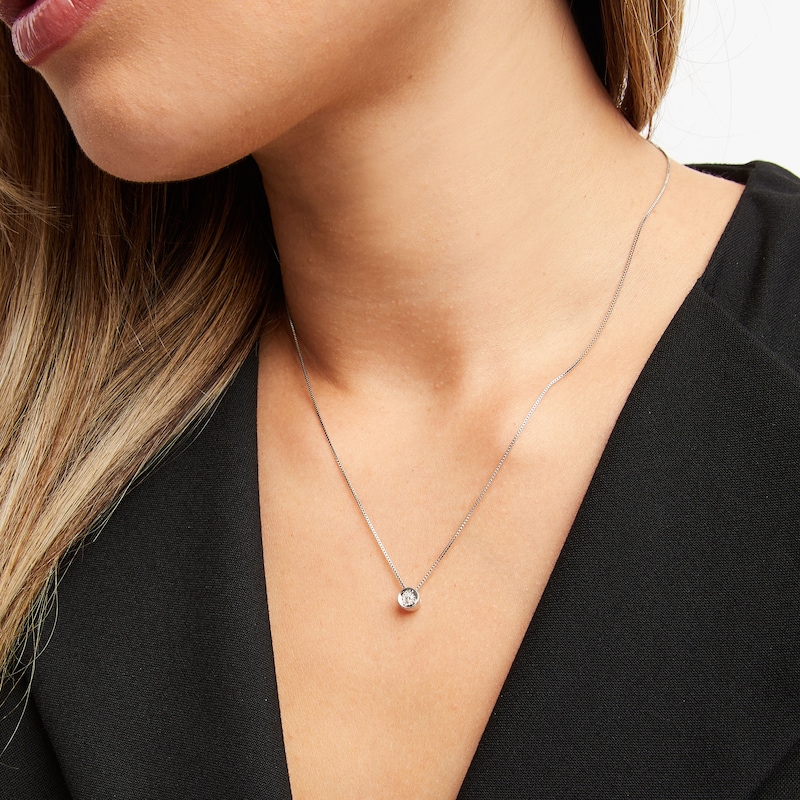 Main Image 2 of Diamond Necklace 1/20 ct tw Round-cut Sterling Silver 18&quot; (I/I3)
