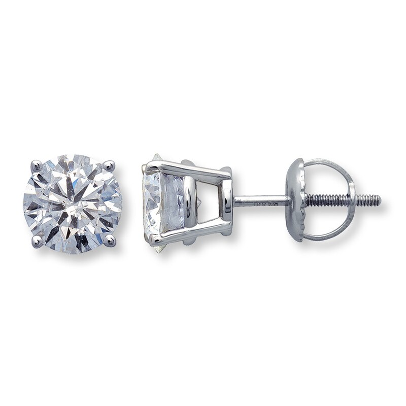 Certified Diamond Earrings 1 Ct Tw Round Cut 18k White Gold Kay