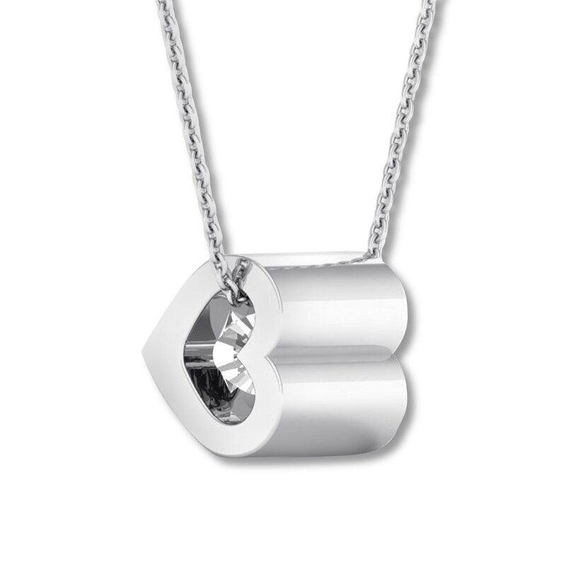 Diamond Solitaire Necklace 1/4 Carat Round-cut 14K White Gold 16"