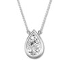 Diamond Solitaire Necklace 1/5 Carat Pear-shaped 14K White Gold 18"