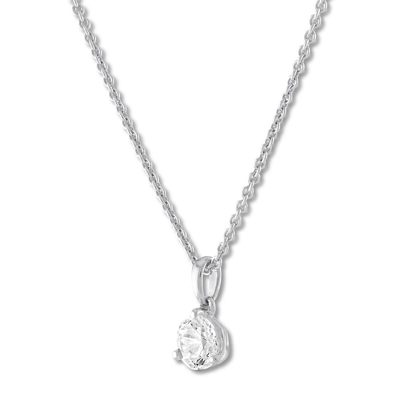 Certified Diamond Solitaire Necklace 1/2 Carat 14K White Gold 18.25"