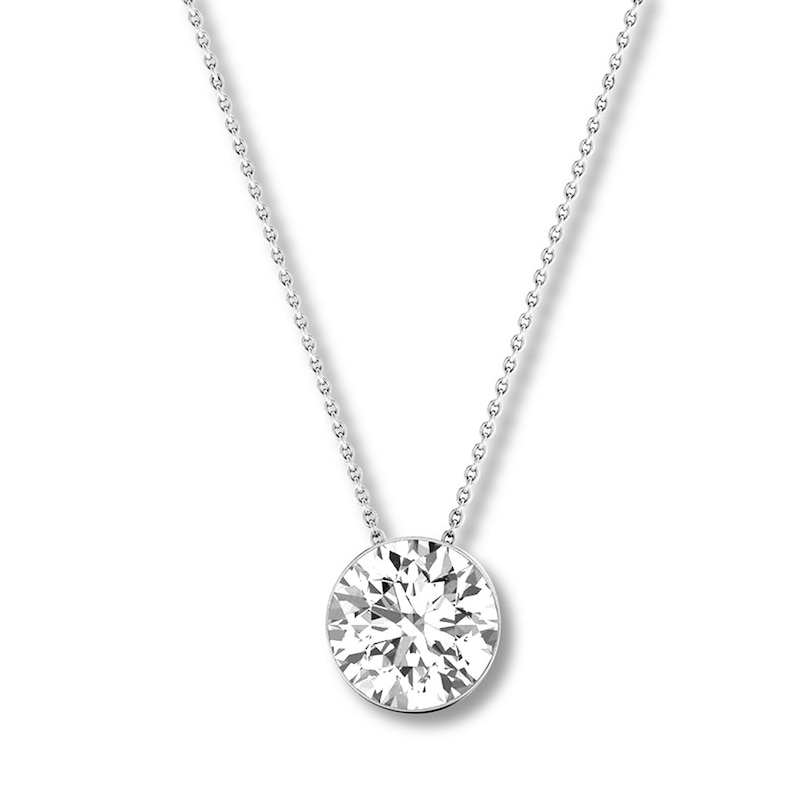 Diamond Solitaire Necklace 1/4 Carat 14K White Gold 18"