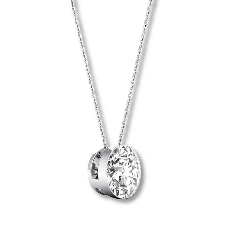 Diamond Solitaire Necklace 1/2 Carat 14K White Gold 16"