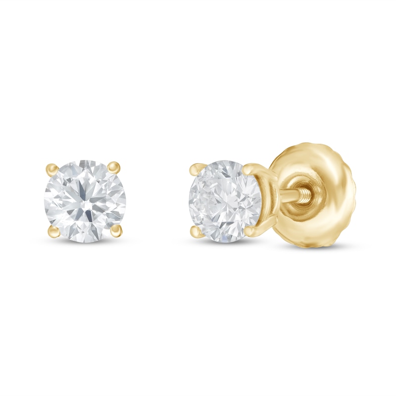 Main Image 1 of KAY Lab-Grown Diamonds Solitaire Earrings 1/2 ct tw 14K Yellow Gold (F/SI2)