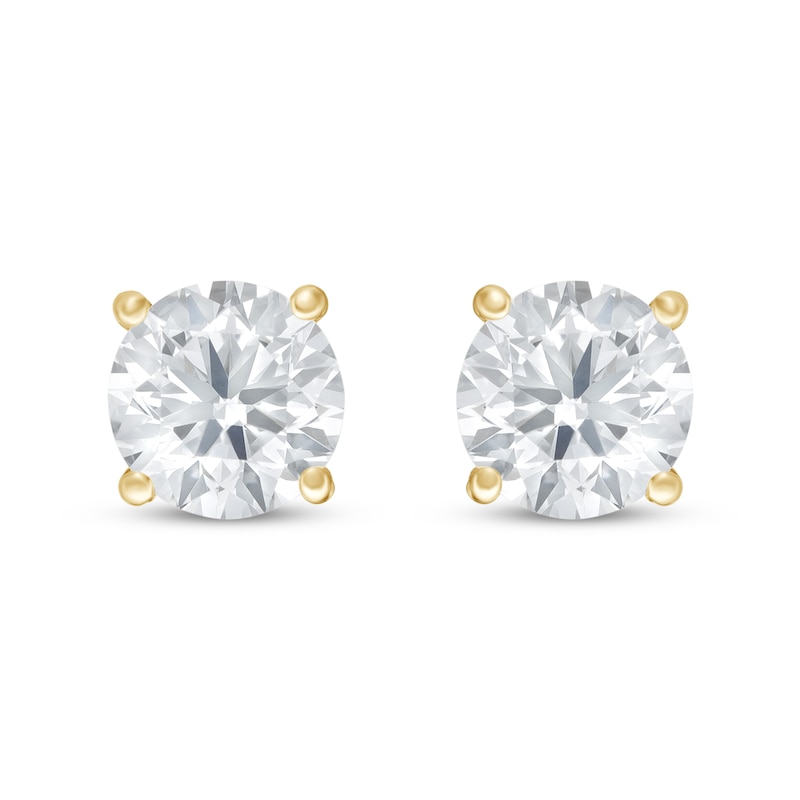 Main Image 3 of KAY Lab-Grown Diamonds Solitaire Earrings 1/2 ct tw 14K Yellow Gold (F/SI2)